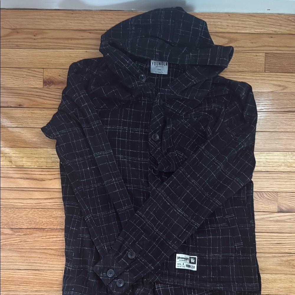 Young & Reckless Black Checkered Hooded Jacket